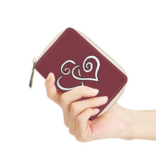 Load image into Gallery viewer, Ti Amo I love you - Exclusive Brand - Lotus - Double White Heart - PU Leather - Zipper Card Holder
