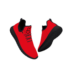 Load image into Gallery viewer, Ti Amo I love you - Exclusive Brand - Ferrari Red - Double Black Heart - Lightweight Mesh Knit Sneakers - Black Soles
