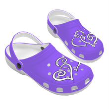 Load image into Gallery viewer, Ti Amo I love you - Exclusive Brand - Heliotrope 3 - Double White Heart - Womens Classic Clogs - Sizes 5-14.5
