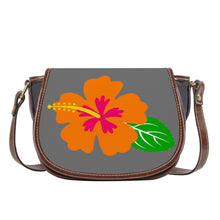 Load image into Gallery viewer, Ti Amo I love you - Exclusive Brand - Dove Gray - Hawaiian Flower -  Saddle Bag
