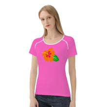 Load image into Gallery viewer, Ti Amo I love you - Exclusive Brand - Hot Pink - Hawaiian Flower - Women&#39;s T shirt
