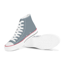 Load image into Gallery viewer, Ti Amo I love you - Exclusive Brand - Regent Grey - White Daisy - High Top Canvas Shoes - White  Soles
