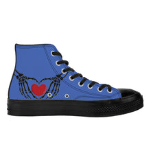 Load image into Gallery viewer, Ti Amo I love you - Exclusive Brand - San Marino Blue - Skeleton Hands with Heart - High Top Canvas Shoes - Black Soles
