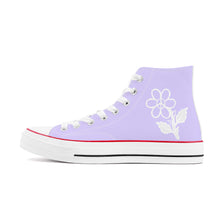 Load image into Gallery viewer, Ti Amo I love you - Exclusive Brand - Lilac - White Daisy - High Top Canvas Shoes - White  Soles
