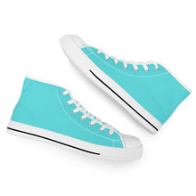 Load image into Gallery viewer, Ti Amo I love you - Exclusive Brand - Medium Turquoise Blue - High-Top Canvas Shoes - White Soles
