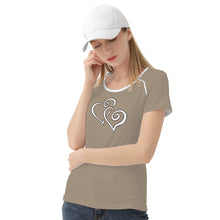 Load image into Gallery viewer, TI Amo I love you - Exclusive Brand - Donkey Brown - Double White Heart - Women&#39;s T shirt
