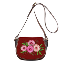 Load image into Gallery viewer, Ti Amo I love you - Exclusive Brand - Dark Burgundy - Pink Floral - Saddle Bag
