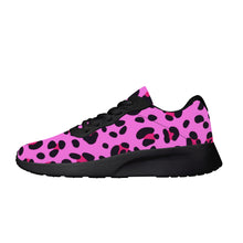 Load image into Gallery viewer, Ti Amo I love you - Exclusive Brand - Persian Pink with Cerise Leopard Spots - Womens Air Mesh Running Shoes - Black Soles
