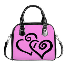 Load image into Gallery viewer, Ti Amo I love you - Exclusive Brand - Light Fushia Pink - Double Black Heart -  Shoulder Handbag
