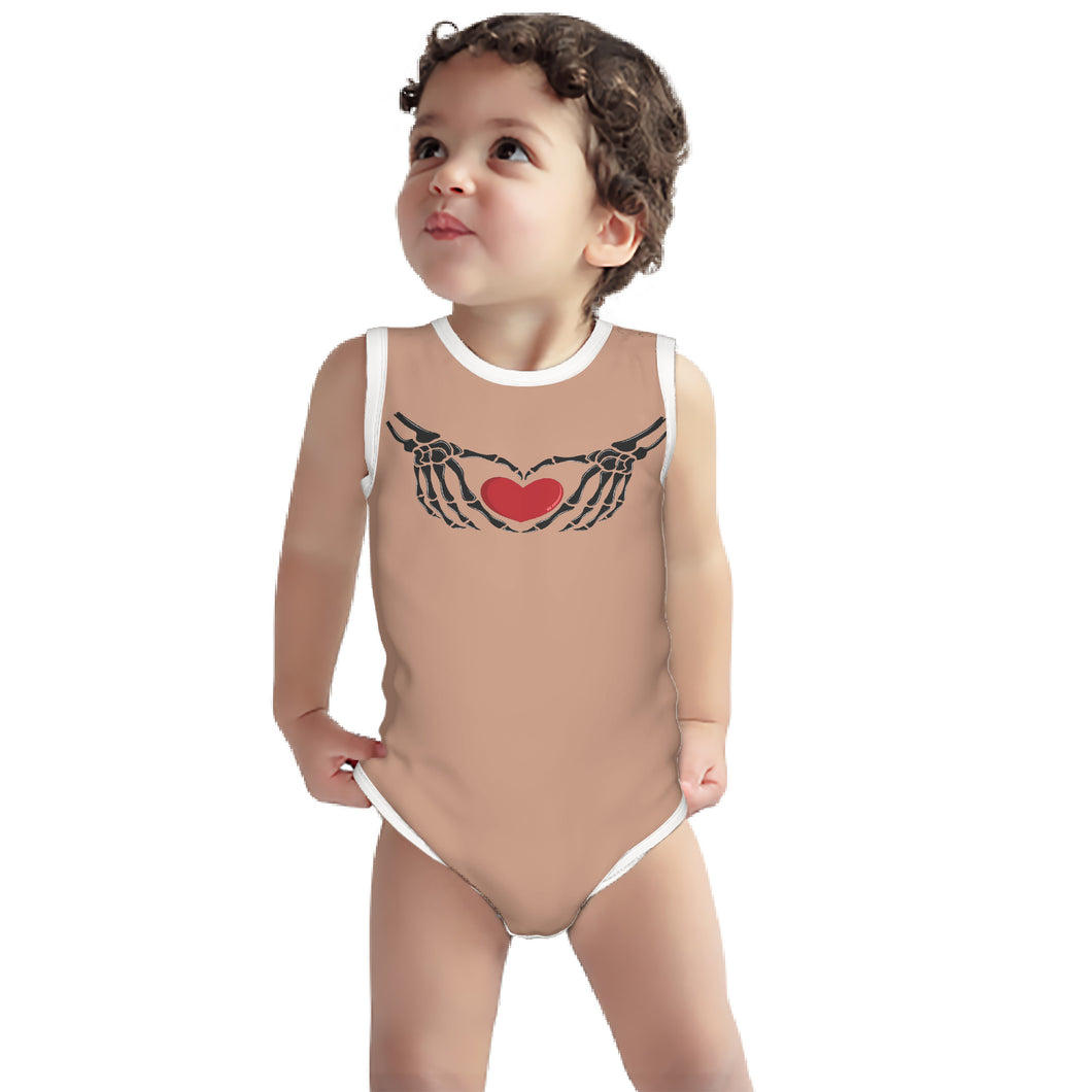 Ti Amo I love you - Exclusive Brand - Feldspar - Skeleton Hands with Heart  - Sleeveless Baby One-Piece - Sizes 0-24mths