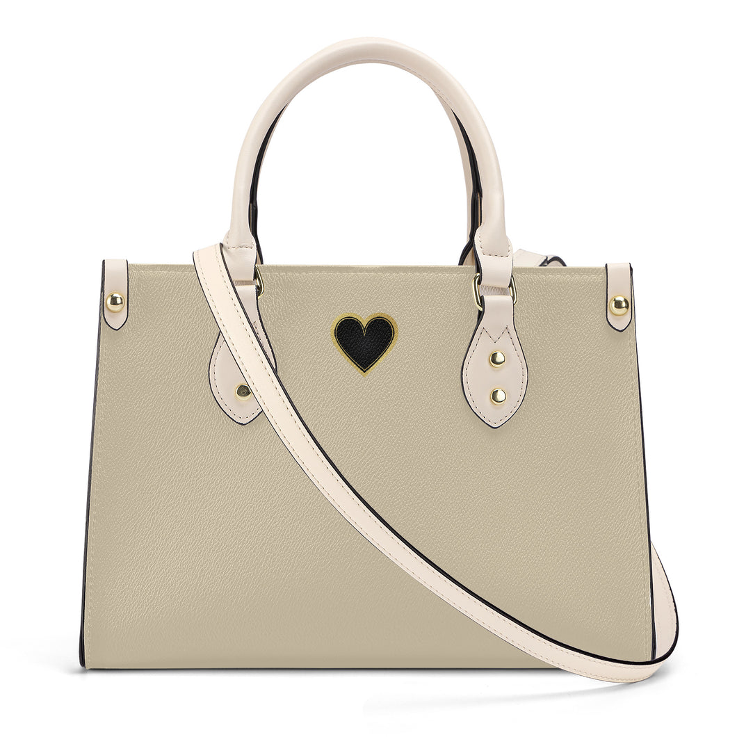 Ti Amo I love you - Exclusive Brand  - Grain Brown - Luxury Womens PU Tote Bag - Cream Straps