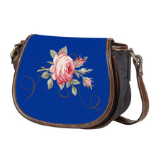 Load image into Gallery viewer, Ti Amo I love you - Exclusive Brand - Dark Powder Blue -  Rose -  Saddle Bag
