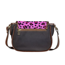 Load image into Gallery viewer, Ti Amo I love you -  Exclusive Brand - Persian Pink with Cerise Leopard Spots - Womens Saddle Bag
