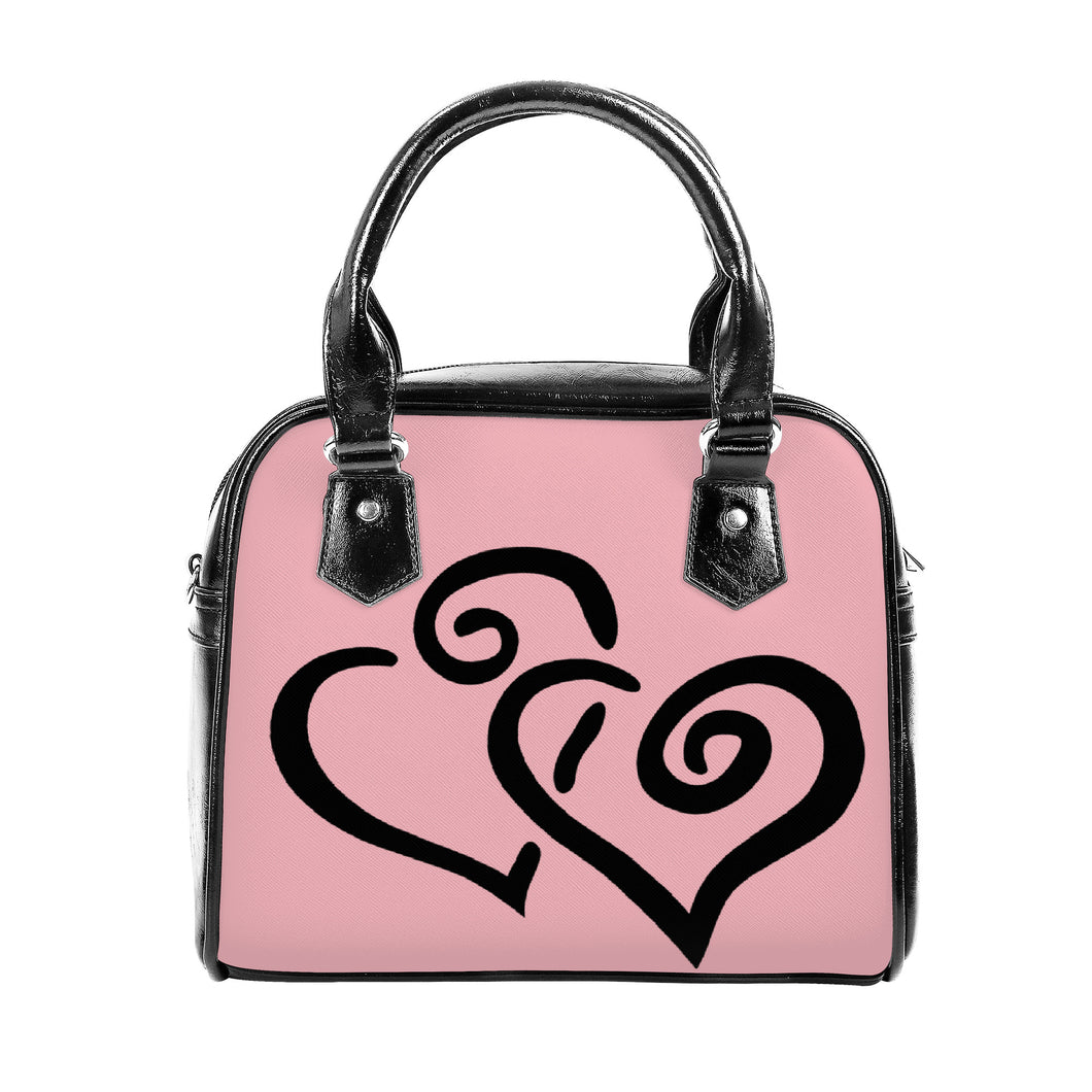 Ti Amo I love you - Exclusive Brand - Mandys Pink - Double Black Heart -  Shoulder Handbag