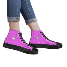 Load image into Gallery viewer, Ti Amo I love you - Exclusive Brand - Deep Lavender Magenta - Paper Airplane - High Top Canvas Shoes - Black Soles
