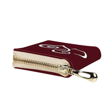 Load image into Gallery viewer, Ti Amo I love you - Exclusive Brand - Maroon Oak - Double White Heart - PU Leather - Zipper Card Holder
