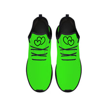 Load image into Gallery viewer, Ti Amo I love you - Exclusive Brand - Florescent Green - Double Black Heart - Lightweight Mesh Knit Sneakers - Black Soles
