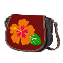 Load image into Gallery viewer, Ti Amo I love you - Exclusive Brand - Dark Burgundy - Hawaiian Flower -  Saddle Bag
