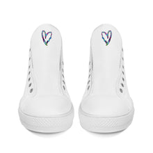 Load image into Gallery viewer, Ti Amo I love you - Exclusive Brand - White - Colorful Hearts - Womens High-Top Canvas Shoes - White Soles
