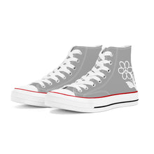 Load image into Gallery viewer, Ti Amo I love you - Exclusive Brand - Silver Chalice - White Daisy - High Top Canvas Shoes - White  Soles
