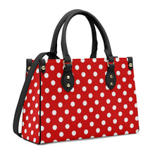 Load image into Gallery viewer, Ti Amo I love you - Exclusive Brand - Chili Pepper with White Polka Dots - Luxury Womens PU Tote Bag - Black Straps
