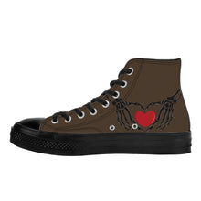 Load image into Gallery viewer, Ti Amo I love you - Exclusive Brand - Abbot - Skeleton Hands with Heart - High Top Canvas Shoes - Black  Soles
