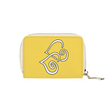 Load image into Gallery viewer, Ti Amo I love you - Exclusive Brand - Mustard Yellow - Double White Heart - PU Leather - Zipper Card Holder
