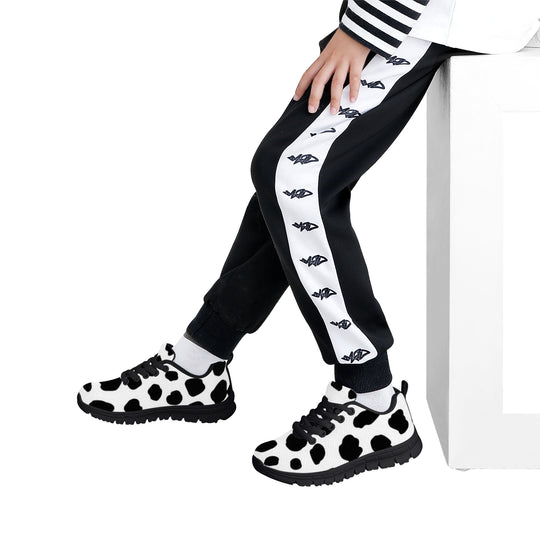 Ti Amo I love you - Exclusive Brand - White with Black Cow Spots - Kids Sneakers - Black Soles