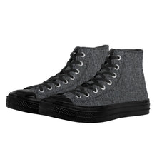 Load image into Gallery viewer, Ti Amo I love you - Exclusive Brand - Charcoal Grey Denim - High Top Canvas Shoes - Black  Soles
