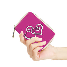 Load image into Gallery viewer, Ti Amo I love you - Exclusive Brand - Magenta Pink - Double White Heart - PU Leather - Zipper Card Holder
