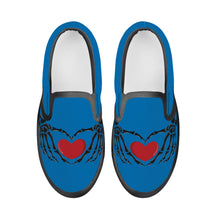 Load image into Gallery viewer, Ti Amo I love you - Exclusive Brand - Honolulu Blue - Skeleton Hands with Heart - Slip-on shoes - Black Soles
