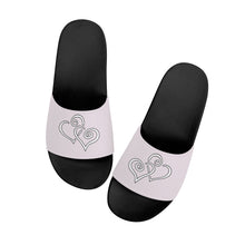 Load image into Gallery viewer, Ti Amo I love you- Exclusive Brand - Prim - Double White Heart - Slide Sandals - Black Soles
