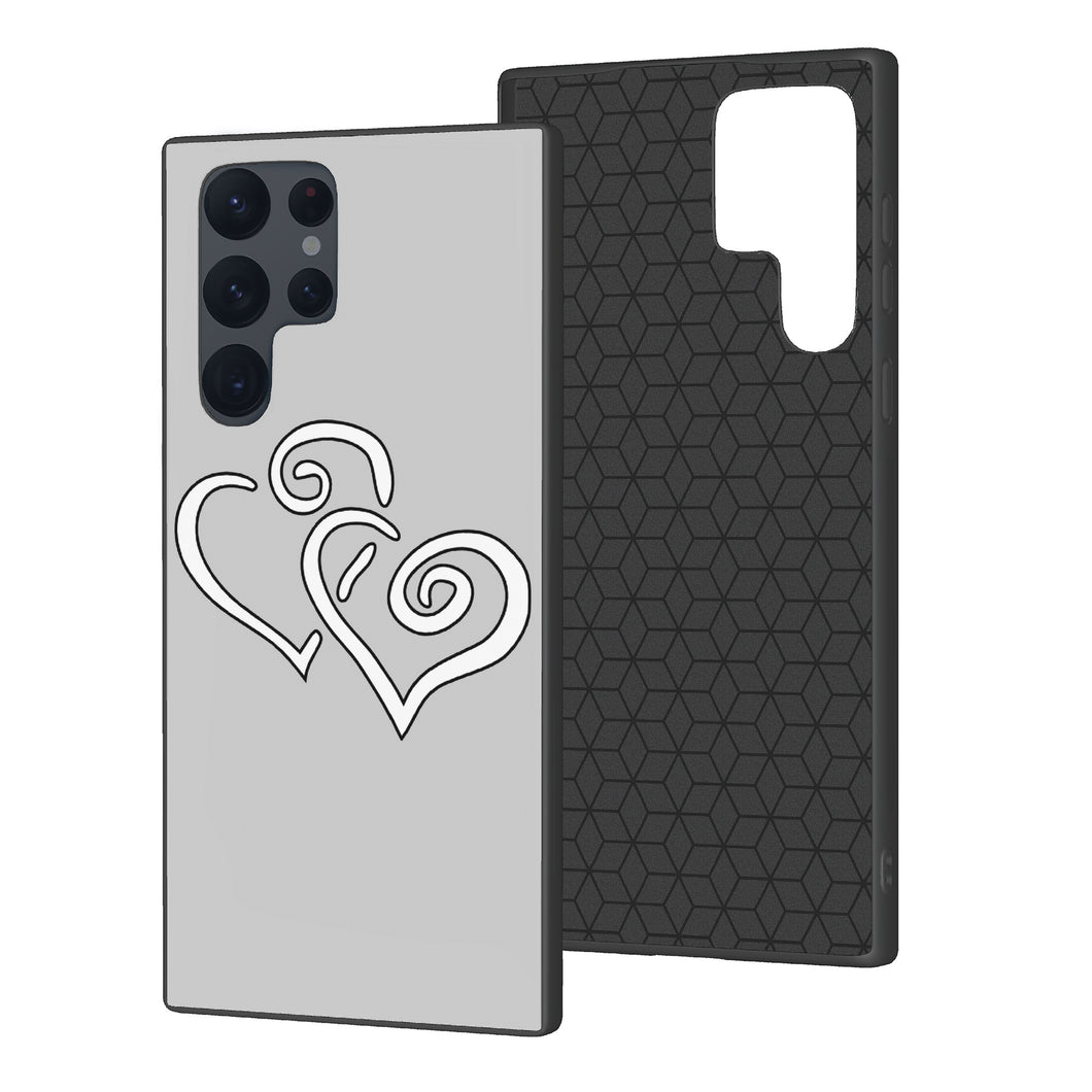 Ti Amo I love you - Exclusive Brand - Silver - Double White Heart - Samsung Galaxy S22 Ultra Glass Case