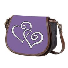 Load image into Gallery viewer, Ti Amo I love you - Exclusive Brand - Faded Purple 2 - Double White Heart - Saddle Bag
