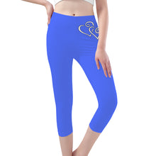 Load image into Gallery viewer, Ti Amo I love you -Exclusive Brand - Blueberry 2 - Double White Heart - Womens / Teen Girls / Womens Plus Size - Capri Yoga Leggings - Sizes XS-3XL
