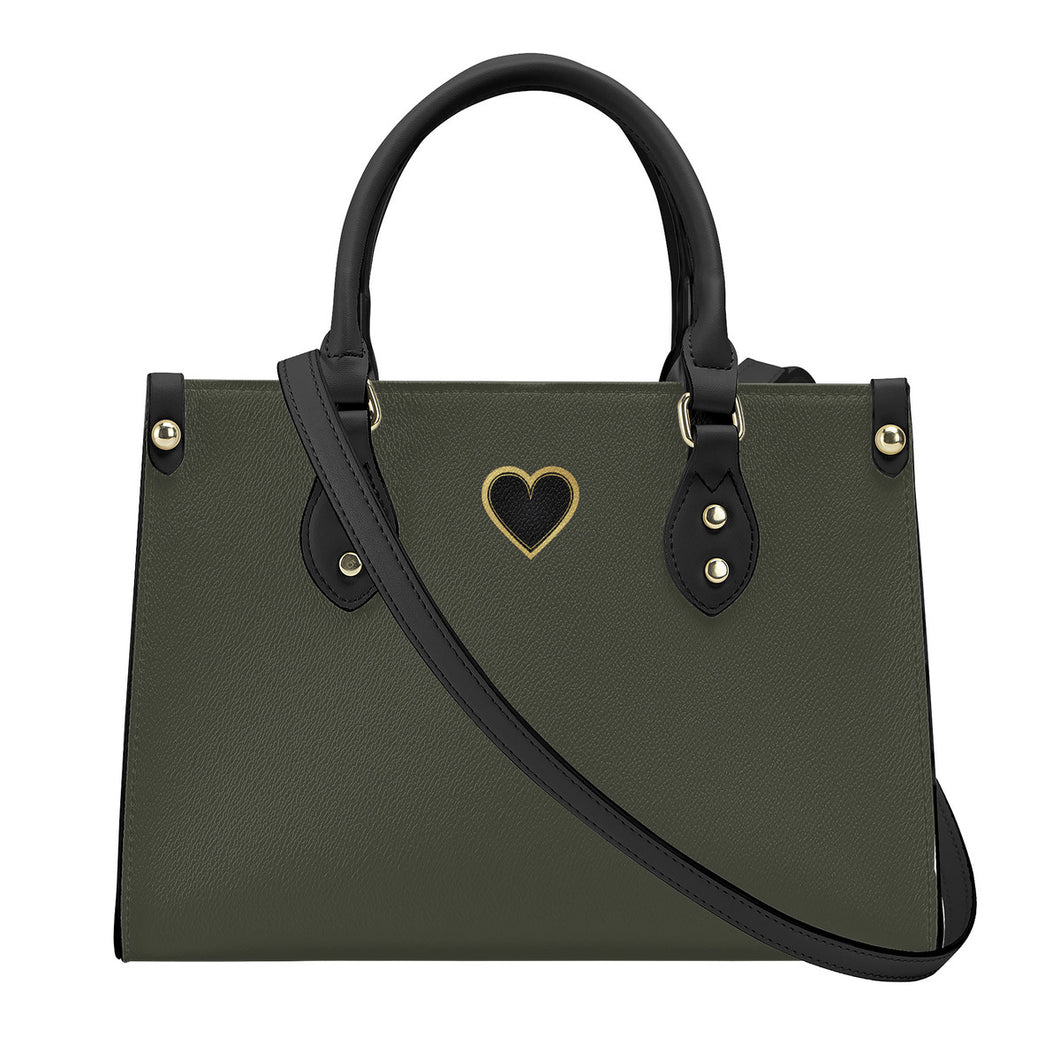 Ti Amo I love you - Exclusive Brand - Rifle Green - Luxury Womens PU Tote Bag - Black Straps