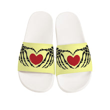 Load image into Gallery viewer, Ti Amo I love you - Exclusive Brand -Crayola Lemon Yellow - Skeleton Hands with Heart -  Slide Sandals - White Soles
