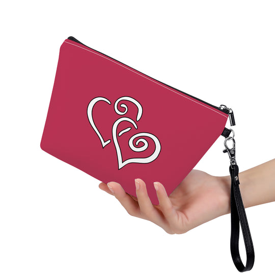 Ti Amo I love you- Exclusive Brand - Viva Magneta - Double White Heart - Sling Cosmetic Bag