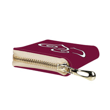 Load image into Gallery viewer, Ti Amo I love you - Exclusive Brand - Claret Red - Double White Heart - PU Leather - Zipper Card Holder
