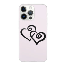 Load image into Gallery viewer, Ti Amo I love you - Exclusive Brand - Prim - Double Black Heart -  iPhone 14 Transparent Acrylic Case (3 cameras)
