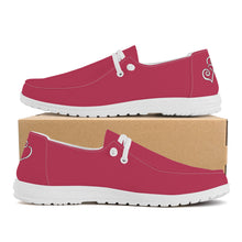 Load image into Gallery viewer, Ti Amo I love you - Exclusive Brand - Viva Magenta - Double White Heart - Canvas Loafers Slip On
