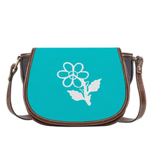 Load image into Gallery viewer, Ti Amo I love you - Exclusive Brand  - Vivid Cyan (Robin&#39;s Egg Blue) - White Daisy - Saddle Bag
