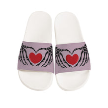 Load image into Gallery viewer, Ti Amo I love you - Exclusive Brand - Pansy Posy - Skeleton Hands with Heart -  Slide Sandals - White Soles
