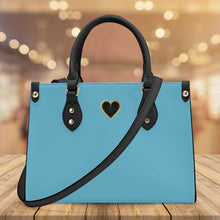 Load image into Gallery viewer, Ti Amo I love you - Exclusive Brand -Blue Hosta - Luxury Womens PU Tote Bag - Black Straps
