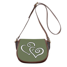 Load image into Gallery viewer, Ti Amo I love you - Exclusive Brand - Ash Olive - Double White Heart - Saddle Bag
