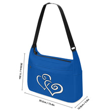 Load image into Gallery viewer, Ti Amo I love you - Exclusive Brand - Medium Electric Blue - Double White Heart - Journey Computer Shoulder Bag
