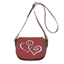 Load image into Gallery viewer, Ti Amo I love you - Exclusive Brand - Pale Carmine - Double White Heart - Saddle Bag
