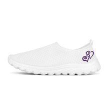 Load image into Gallery viewer, Ti Amo I love you - Exclusive Brand  - White - Double Purple Heart - Women&#39;s Mesh Running Shoes
