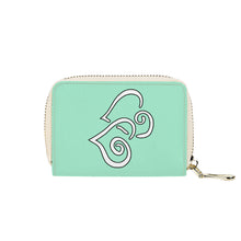 Load image into Gallery viewer, Ti Amo I love you - Exclusive Brand - Magic Mint - Double White Heart - PU Leather - Zipper Card Holder
