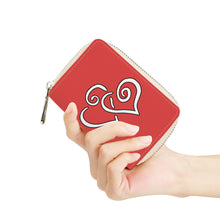 Load image into Gallery viewer, Ti Amo I love you - Exclusive Brand - Medium Red - Double White Heart - PU Leather - Zipper Card Holder
